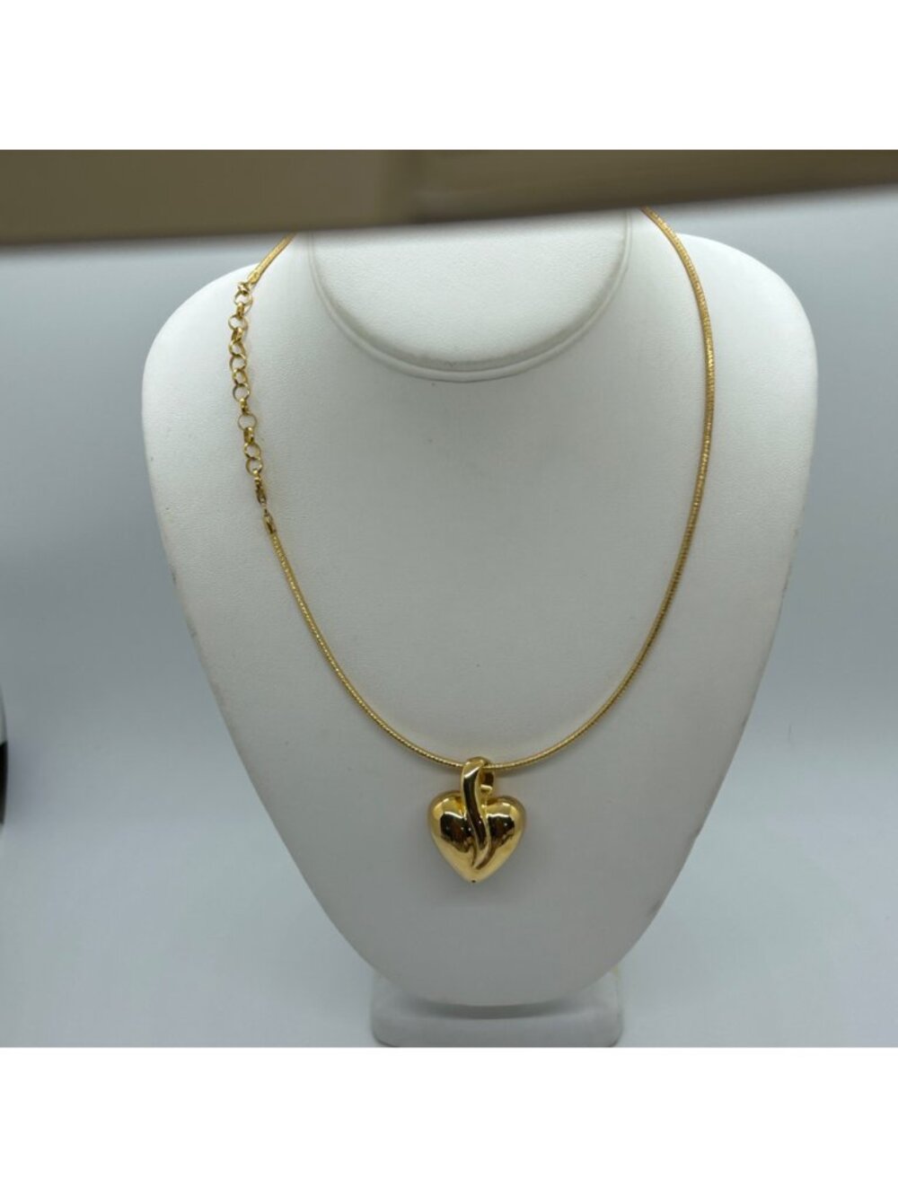 18K Gold Vermeil Sterling Silver Necklace Heart Omega Veronese Reversible 19.69g - Picture 7 of 16